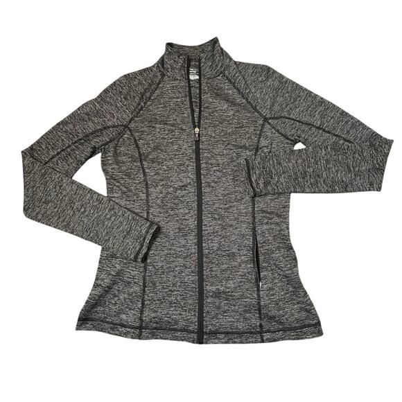 Tek Gear Jacket Womens Size S Dry Tek Full Zip Gray Black Space Dye Workout - Picture 1 of 9